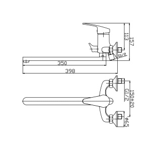 Смеситель универсальный AVRORA Sky AV4030 с
