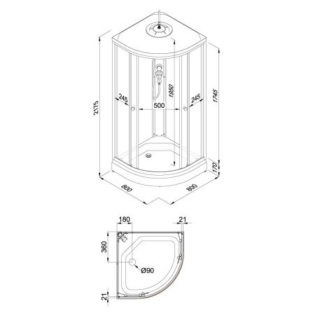 Душевая Кабина Вельвет 80*80 А полукруг низкий поддон 