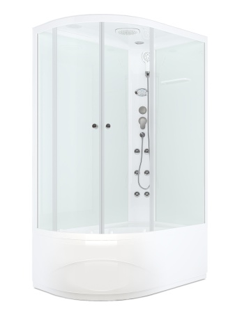 Душевая кабина Domani Spa Delight Slim high 128R с электрикой, высокий поддон 1200x800x2190 (бел. стенки, сатин. мат. стекла) DS01DS128RHWM10