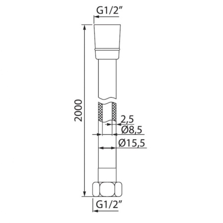 A5061120 Шланг д/душа, ПВХ армиров., 2.0м