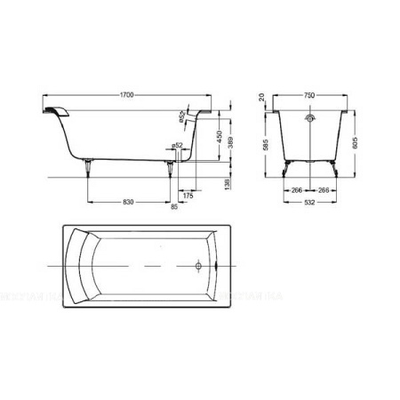 Чугунная ванна Jacob Delafon Biove 170x75 E2930-00