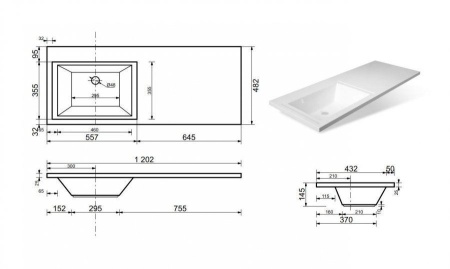 Тумба с раковиной Style Line Жасмин-2 120 L Люкс подвесная под стиральную машину