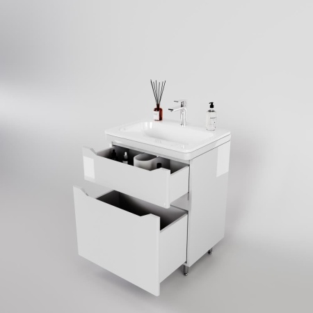 Тумба с раковиной Style Line Марелла Люкс 60 напольная белый глянец