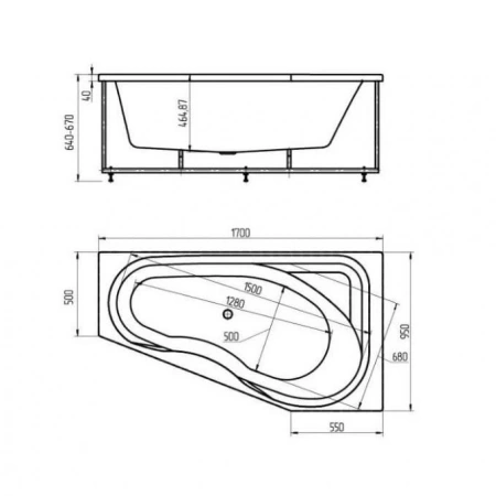 Акриловая ванна Aquatek Медея 170х95 L полный комплект с экраном 