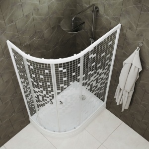 Душевое Ограждение Коралл 120*80 А Правое низкий поддон стекло мозаика