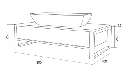 Тумба с раковиной 1Marka Grunge Loft 80П 1в.я дуб намибия (без отверстий) (раковина Ringo 53*34 Cut)