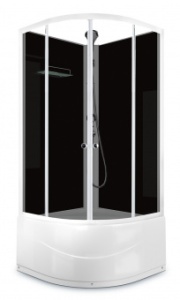 Душевая кабина Domani Spa Eco Delight Slim 99 High без крыши, без электрики, высокий поддон 900x900x2040 (чер.стенки, тонир.стекла) DS01EcDS99HBT00 
