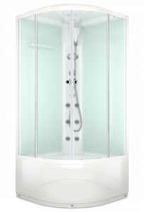 Душевая кабина Domani Spa Delight Slim 110 с электрикой, высокий поддон 1000x1000x2180 (бел. стенки, сатин мат. стекла) DS01DS110HWM10 