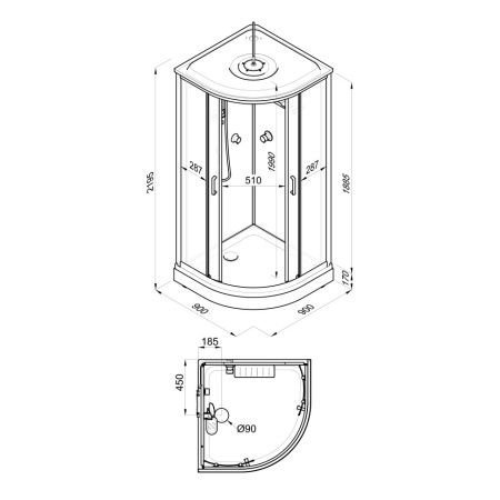 Душевая Кабина Тритон  Прайм-Сатин 90*90 А