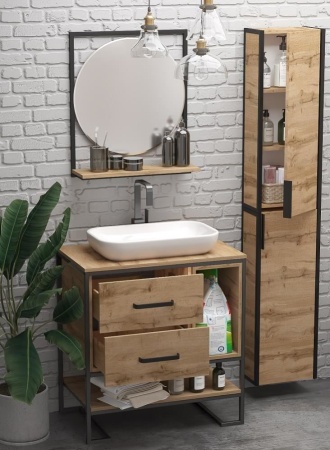 Тумба с раковиной 1Marka Grunge Loft 80Н 2я/2п дуб вотан