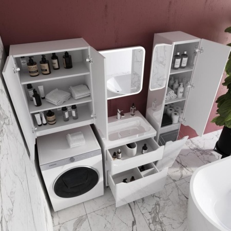 Тумба с раковиной Style Line Марелла Люкс 60 напольная белый глянец