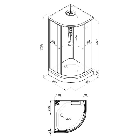 Душевая Кабина  Тритон Лён 90*90 А ДН4 низкий поддон