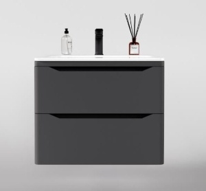 Тумба с раковиной Style Line Марелла Люкс 70 подвесная серая матовая