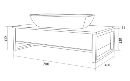 Тумба с раковиной 1Marka Grunge Loft 70П 1в.я дуб вотан (с отверстиями) (раковина Ringo 53*34 Cut)