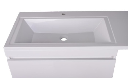 Тумба с раковиной Style Line Даллас 140 L Люкс напольная белая под стиральную машину 3 ящика