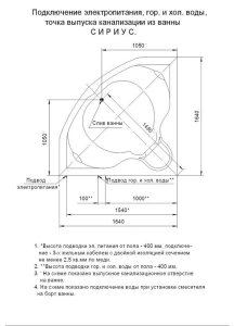 Акриловая ванна Aquatek Сириус 164х164 полный комплект 