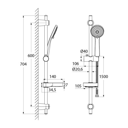 Душевой гарнитур, Cuba, IDDIS, CUB3F00i16