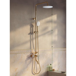 Смеситель для ванны с верхним душем, золото/белый, Cloud, IDDIS, CLOWG00i06