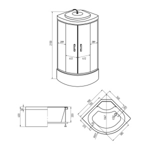 Душевая кабина Erlit ER5709TP-C24-RUS 90х90х215 тонированное стекло
