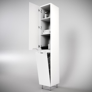 Пенал Style Line Марелла 30 L с бельевой корзиной антискрейтч белый глянец