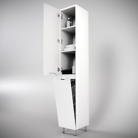 Пенал Style Line Марелла 30 L с бельевой корзиной антискрейтч белый глянец