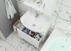 Тумба с раковиной 1Marka Вита 65П белый глянец