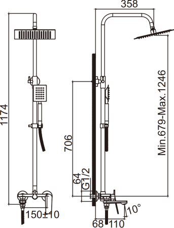 Душевая система со смесителем AVRORA Grand