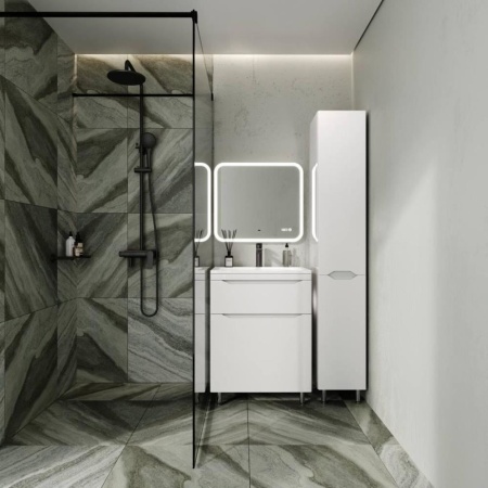 Тумба с раковиной Style Line Марелла Люкс 60 напольная белый глянец