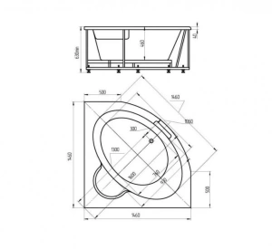 Акриловая ванна Aquatek Калипсо 146х146 полный комплект 