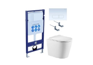 Инсталляция Aquateck Standart 50 + Унитаз подвесной Тритон VO-0832 + Кнопка смыва белая