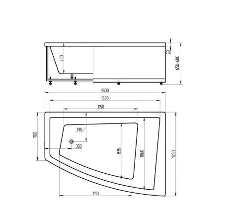 Акриловая ванна Aquatek Оракул 180х125 R полный комплект 