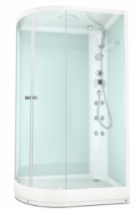 Душевая кабина Domani Spa Delight high Slim 128R с электрикой, низкий поддон 1200x800x2190 (бел. стенки, сатин. мат. стекла) DS01DS128RLWM10 