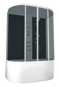 Душевая кабина Domani Spa Neat Slim с электрикой, высокий поддон 1500x810x2190 (чер. стенки, тонир. стекла) DS01NS158HBT10 