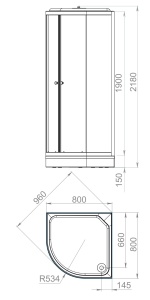 Душевая кабина Domani-Spa Delight Slim 88  80х80 см матовое стекло переднее 