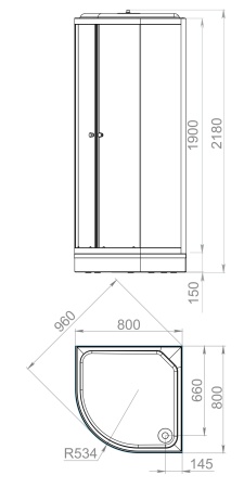 Душевая кабина Domani-Spa Delight Slim 88  80х80 см матовое стекло переднее 