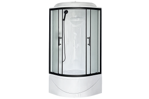 Душевая кабина Practic RB 90BK1-M-BL (матовое) 90x90x217 задняя стенка акриловая  профиль черный 