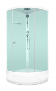 Душевая кабина Domani Spa Simple 99 mid V1.2 без электрики, с крышей, средний поддон 900x900x2180 (бел. стенки, сатин мат. стекла) DS01Sm99MWM00-V1.2  